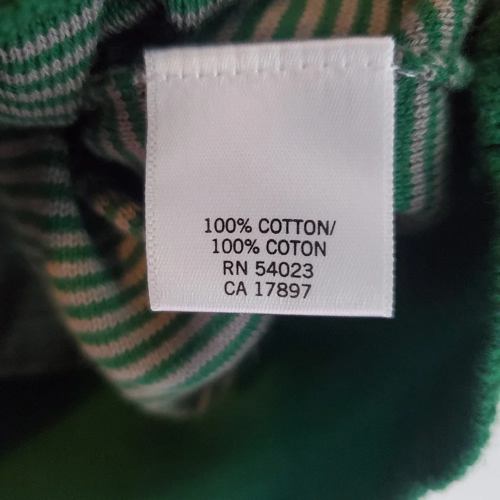 Banana Republic Sweater Mens 2XL Green‎ Striped Cotton Half Zip Pullover Casual